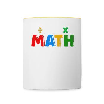 math teacher saying mathematician - Contrasting Mug - white/yellow - Front