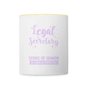 Je suis secrétaire juridique, je travaille avec des avocats, donc mon - Mug contrasté - blanc/jaune - Devant