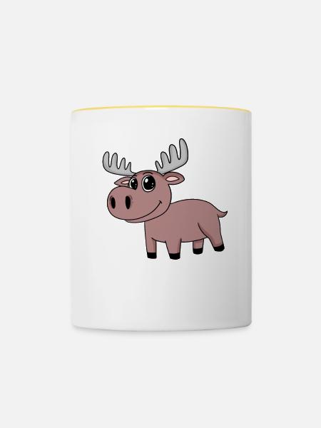 Reh - Tasse zweifarbig - Weiß/Gelb
