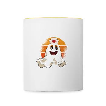 Halloween Nurse Pumpkin - Contrasting Mug - white/yellow - Front