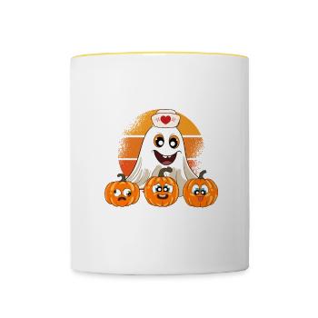 Halloween Nurse Pumpkin - Contrasting Mug - white/yellow - Front