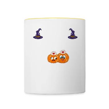 Halloween Nurse Pumpkin - Contrasting Mug - white/yellow - Front