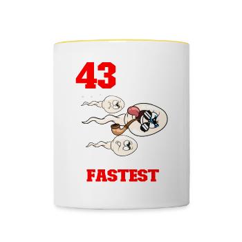 Citation d’anniversaire drôle 43 ans - Mug contrasté - blanc/jaune - Devant