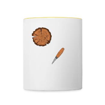 Wood Shining Wood Carving - Contrasting Mug - white/yellow - Front