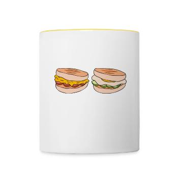 Warning May Spontaneously Start Eating All Arepas - Contrasting Mug - white/yellow - Front