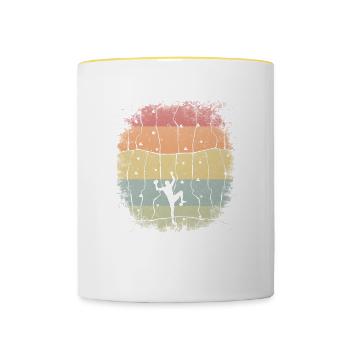 Bouldern Klettern Vintage Retro Kletterer - Tasse zweifarbig - Weiß/Gelb - Vorne