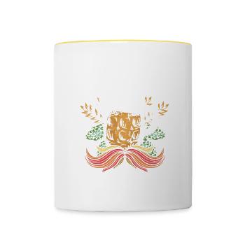 Boire De La Bière Et Se Laisser Pousser La Barbe Drôle - Mug contrasté - blanc/jaune - Devant