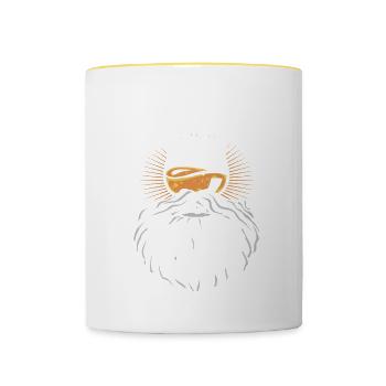 Boire De La Bière Et Se Laisser Pousser La Barbe Drôle - Mug contrasté - blanc/jaune - Devant