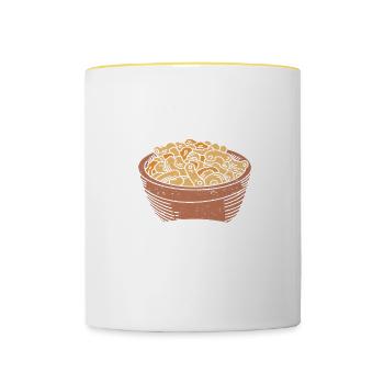 Macaroni au fromage Nouilles Cadeau Pâtes - Mug contrasté - blanc/jaune - Devant