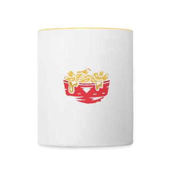 Macaroni au fromage Nouilles Cadeau Pâtes - Mug contrasté - blanc/jaune - Devant