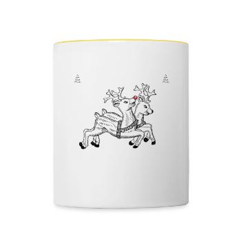 Oh Deer - Alex is here Ugly Weihnachten - Tasse zweifarbig - Weiß/Gelb - Vorne