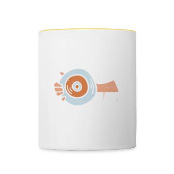 Lanceur de disque Athlétisme Lancer du disque - Mug contrasté - blanc/jaune - Devant