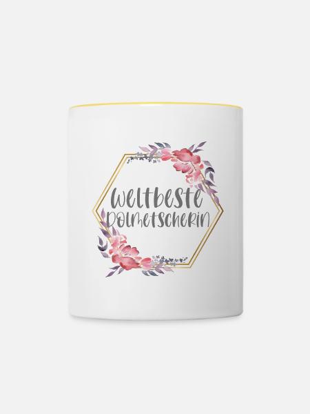 Dolmetscherin Übersetzerin Dolmetschen Geschenk - Tasse zweifarbig - Weiß/Gelb