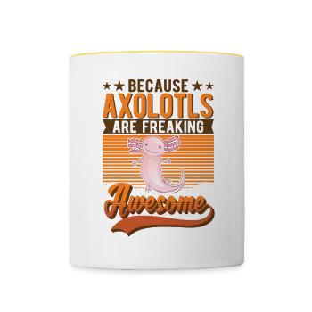 Parce que les axolotls sont vraiment géniaux - Mug contrasté - blanc/jaune - Devant