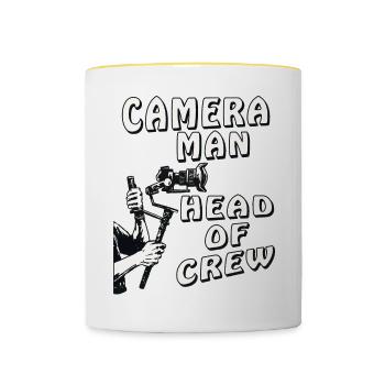 CAMERA MAN HEAD OF CREW - Contrasting Mug - white/yellow - Front