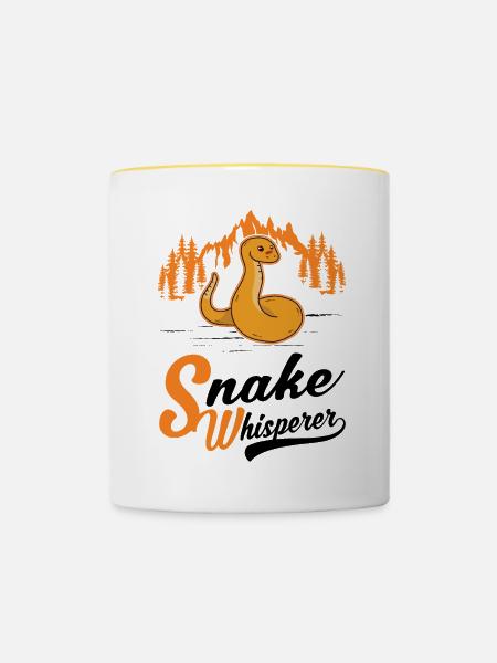 Schlangen Flüsterer Schlangenliebhaber - Tasse zweifarbig - Weiß/Gelb