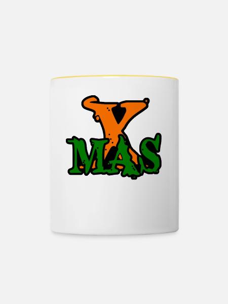 XMAS Graffiti Neon - Tasse zweifarbig - Weiß/Gelb