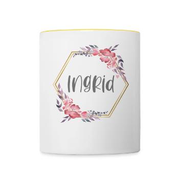 Ingrid Girl Name Baby Gift - Contrasting Mug - white/yellow - Front