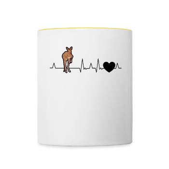 Kangaroo Heartbeat Australie - Mug contrasté - blanc/jaune - Devant
