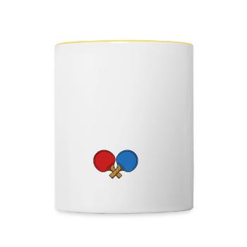Tennis de table dictant raquette de tennis de table - Mug contrasté - blanc/jaune - Devant