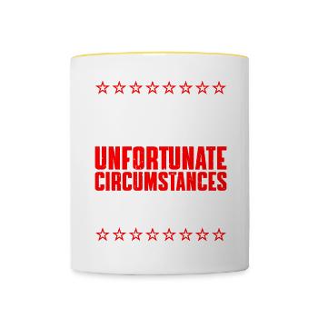 Due To Unfortunate Circumstances, I'm Awake 6 - Contrasting Mug - white/yellow - Front