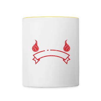 BBQ Pulled Pork Schwein Grill - Tasse zweifarbig - Weiß/Gelb - Vorne