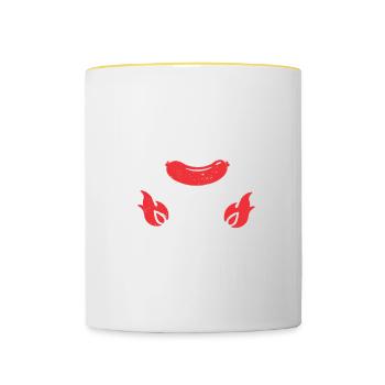 Porc effiloché BBQ Schwein Grill - Mug contrasté - blanc/jaune - Devant
