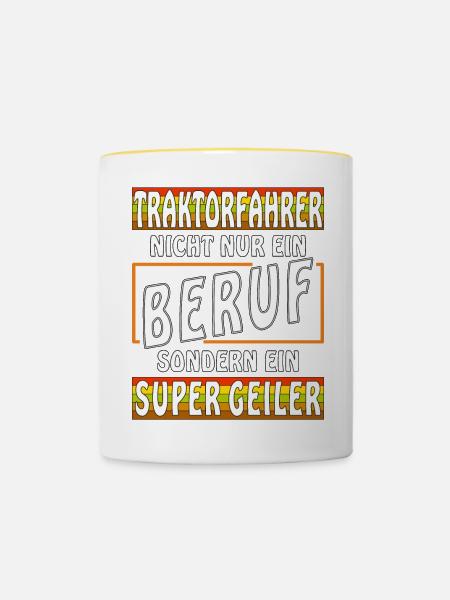 Beruf Traktorfahrer - Tasse zweifarbig - Weiß/Gelb