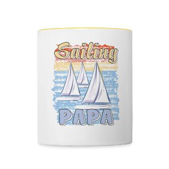 BOOTE SAILING PAPA - Tasse zweifarbig - Weiß/Gelb - Vorne