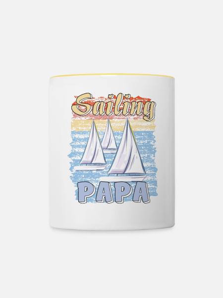 BOOTE SAILING PAPA - Tasse zweifarbig - Weiß/Gelb