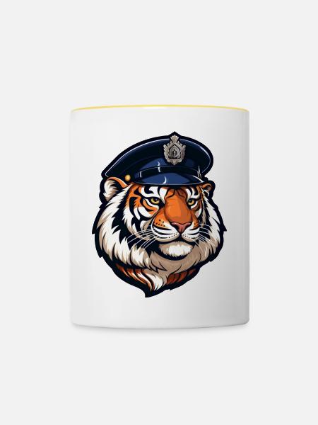 Tiger Polizist - Tasse zweifarbig - Weiß/Gelb