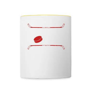 Eishockey Spruch für Eishockeyspieler - Tasse zweifarbig - Weiß/Gelb - Vorne
