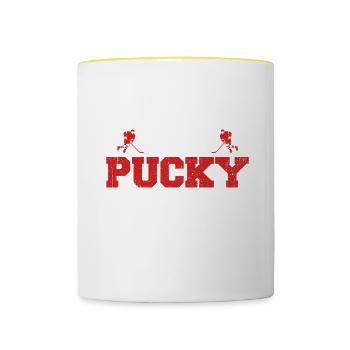 Eishockey Spruch für Eishockeyspieler - Tasse zweifarbig - Weiß/Gelb - Vorne