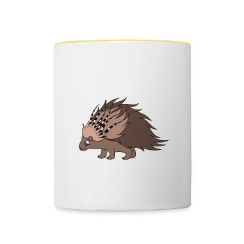 Mignon Porc-épic Drôle - Mug contrasté - blanc/jaune - Devant