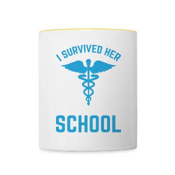 I Survived Her Passing Nursing School 27 - Contrasting Mug - white/yellow - Front