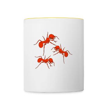 Antkeeping Ameisenzucht Ameisen - Tasse zweifarbig - Weiß/Gelb - Vorne