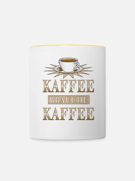 KAFFEE BRAUCHE KAFFEE - Tasse zweifarbig - Weiß/Gelb