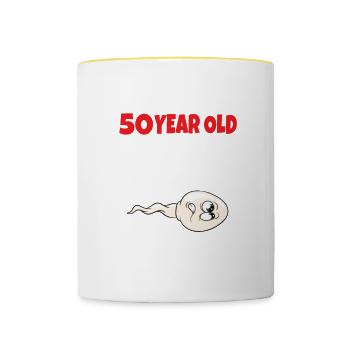 Spermie Hier Ist Ein Altes Bild Von Mir - Tasse zweifarbig - Weiß/Gelb - Vorne