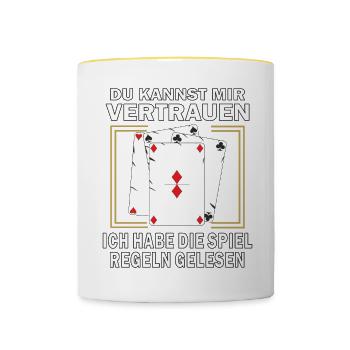 HABE DIE SPIELREGELN GELESEN - Tasse zweifarbig - Weiß/Gelb - Vorne
