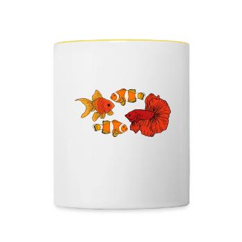 Aquaristik Fischzucht Aquarianer - Tasse zweifarbig - Weiß/Gelb - Vorne