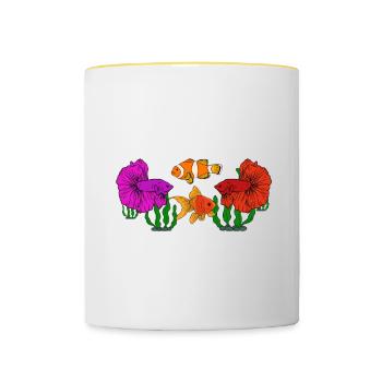 Aquaristik Fischzucht Aquarianer - Tasse zweifarbig - Weiß/Gelb - Vorne