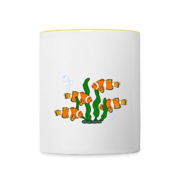 Aquaristik Fischzucht Aquarianer - Tasse zweifarbig - Weiß/Gelb - Vorne