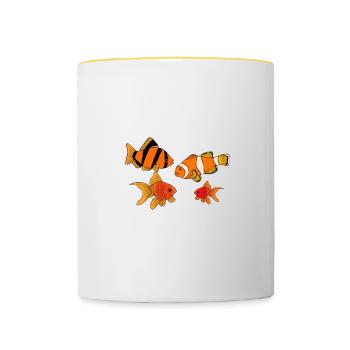 Aquaristik Fischzucht Aquarianer - Tasse zweifarbig - Weiß/Gelb - Vorne