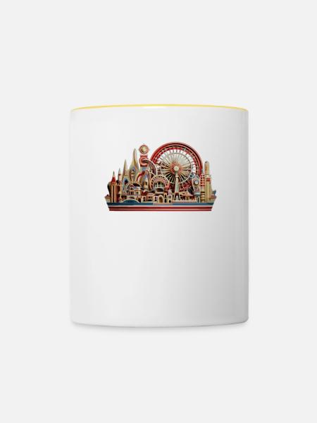 Freizeitpark Jahrmarkt Rummelplatz Volksfest - Tasse zweifarbig - Weiß/Gelb