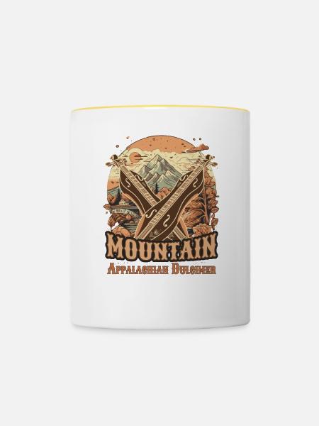Dulcimer-Musiker Zupfinstrument Hammered Hackbrett - Tasse zweifarbig - Weiß/Gelb