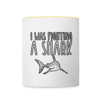 I Was Fighting A Shark 2 - Contrasting Mug - white/yellow - Front