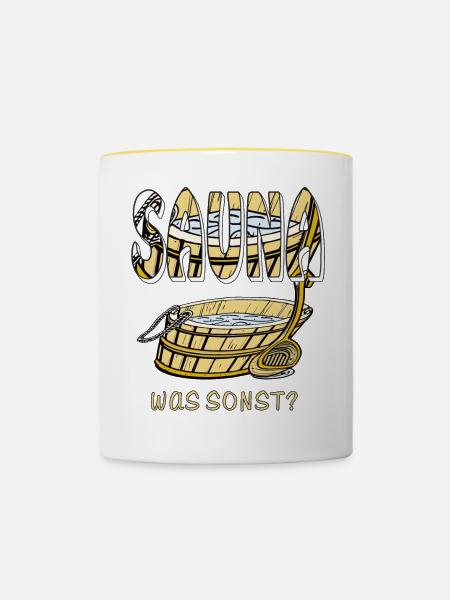 SAUNA WAS SONST - Tasse zweifarbig - Weiß/Gelb