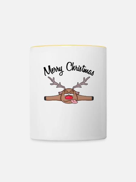 Weihnachten weihnachtlich Geschenk - Tasse zweifarbig - Weiß/Gelb