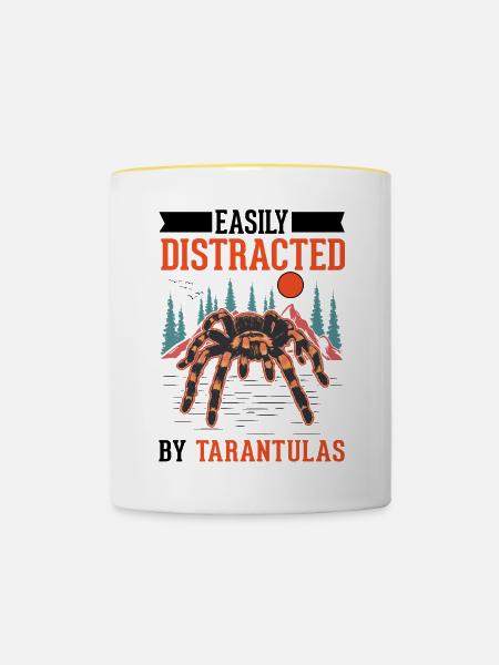 Easily distracted by Tarantulas Tarantel - Tasse zweifarbig - Weiß/Gelb
