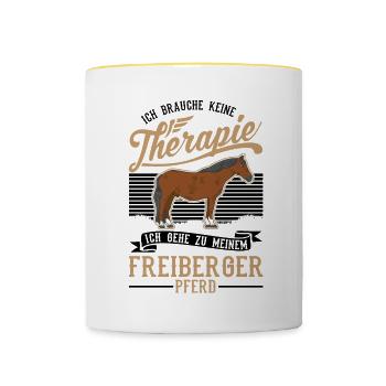 Thérapie par le cheval Freiberg - Mug contrasté - blanc/jaune - Devant